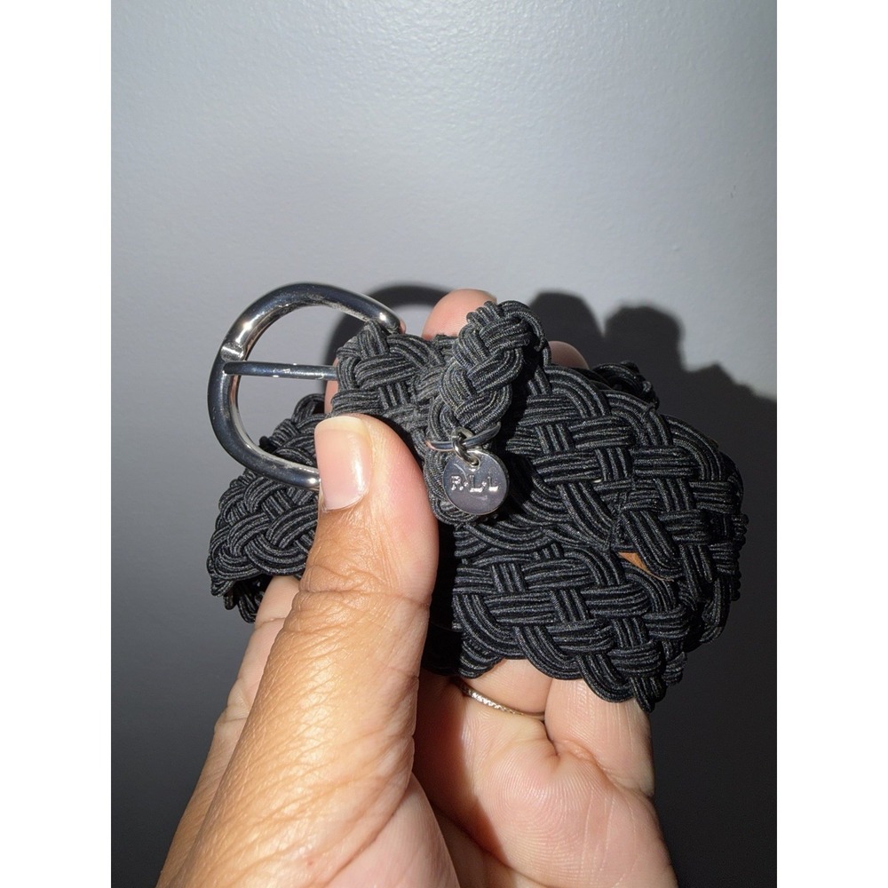 Vintage Lauren Ralph Lauren Belt Black Braided Stretch Silver Hardware 46.5" XXL